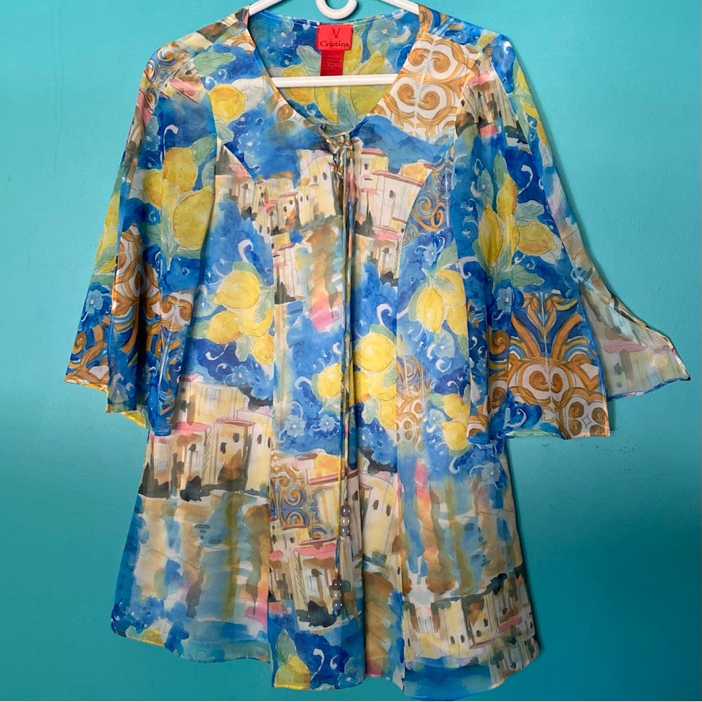 V. Christina Flowy Blouse Italy Lemons S